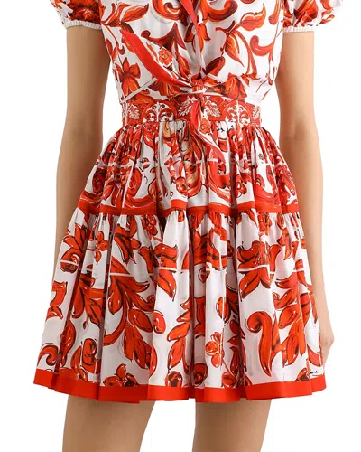 Dolce & Gabbana Majolica Print Poplin Short Skirt In Multi