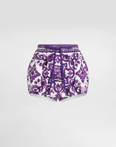 DOLCE & GABBANA MAJOLICA-PRINT POPLIN SHORTS