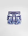 Dolce & Gabbana Majolica-print Balloon Shorts In Blue
