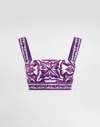 Dolce & Gabbana Cropped Printed Cotton-twill Top