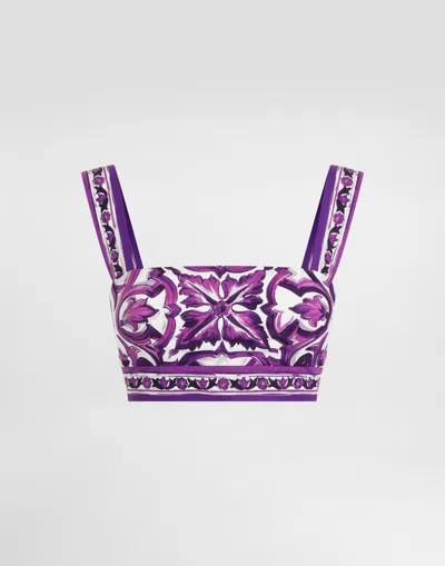 DOLCE & GABBANA MAJOLICA-PRINT POPLIN TOP