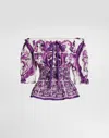 Dolce & Gabbana Smocked Waist Off-the-shoulder Top With Puff Sleeves