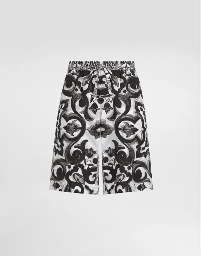 Dolce & Gabbana Majolica-print Poplin Trousers In Black