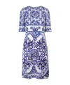 Dolce & Gabbana Printed Midi Dress Majolica Design In Blue