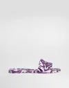 Dolce & Gabbana Maiolica Cut-out Dg Rubber Sandals In Purple