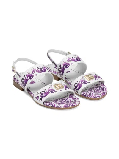 Dolce & Gabbana Kids' Majolica-print Sandals In White