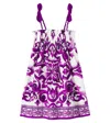 Dolce & Gabbana Majolica Print Shirred Poplin Dress In Multi
