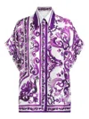 Dolce & Gabbana Silk Shirt With Bold Floral Print In Purple