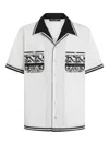 Dolce & Gabbana Short Sleeve Shirt With Contrast Collar And Graphic Print In Black