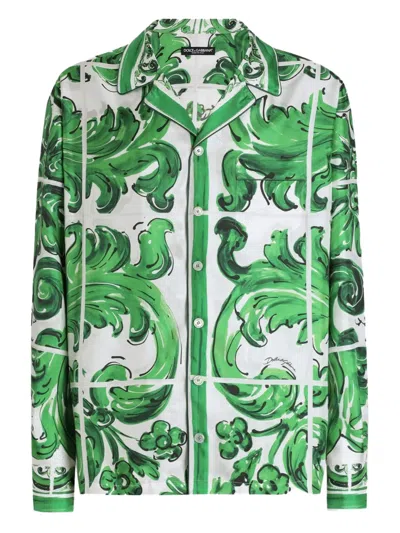 Dolce & Gabbana Majolica-print Shirt In Green