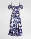 Dolce & Gabbana Majolica-print Short Poplin Dress