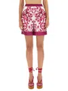 Dolce & Gabbana Majolica Print High-waist Silk Twill Shorts