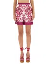Dolce & Gabbana Majolica Print High-waist Silk Twill Shorts In Pink