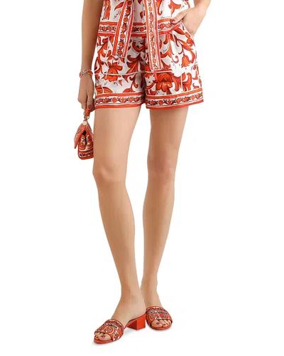 Dolce & Gabbana Majolica Print Silk Bermuda Shorts In Black