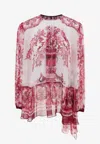 Dolce & Gabbana Majolica Print Silk Blouse In Multicolor
