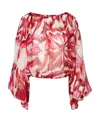 Dolce & Gabbana Chiffon Top In Majolica Print In Pink