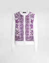 Dolce & Gabbana Maiolica Print Silk Cardigan In White