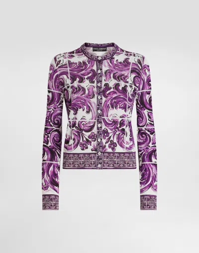 Dolce & Gabbana Majolica-print Silk Cardigan In Multi
