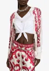 Dolce & Gabbana Majolica Print Silk Cardigan In Multicolor