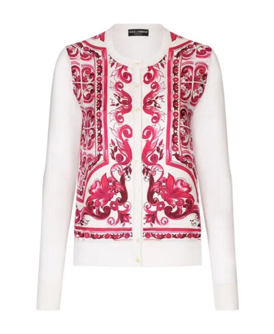 DOLCE & GABBANA DOLCE  GABBANA MAJOLICA PRINTED KNIT CARDIGAN