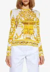 Dolce & Gabbana Dolce&gabbana Majolica Print Silk Sweater In Yellow
