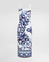 Dolce & Gabbana Majolica-print Midi Dress In White