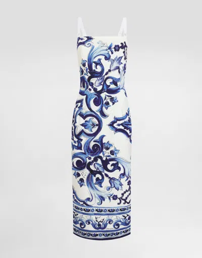 Dolce & Gabbana Majolica-print Silk Dress In White