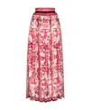 Dolce & Gabbana Majolica-print Silk Floor-length Skirt In Pink