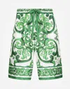 Dolce & Gabbana Maiolica Print Silk Bermuda In Print