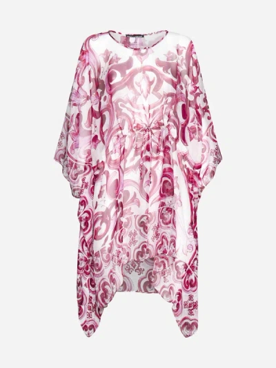 DOLCE & GABBANA MAJOLICA PRINT SILK KAFTAN