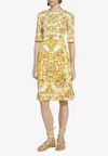 Dolce & Gabbana Maiolica Printed Silk-blend Charmeuse Mini Dress In Yellow