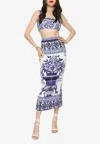 Dolce & Gabbana High Waist Stretch Silk Charmeuse A-line Midi Skirt In Blue