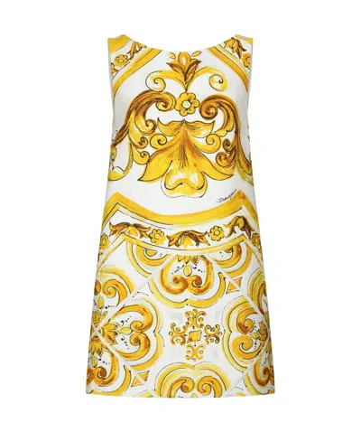DOLCE & GABBANA DOLCE  GABBANA MAJOLICA-PRINTED MINI BROCADE DRESS