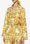 Dolce & Gabbana Silk Majolica Print Pyjama Shirt In Yellow