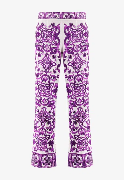 DOLCE & GABBANA MAJOLICA PRINT SILK PANTS