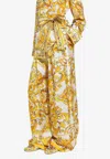 Dolce & Gabbana Majolica Print Silk Pants In Yellow