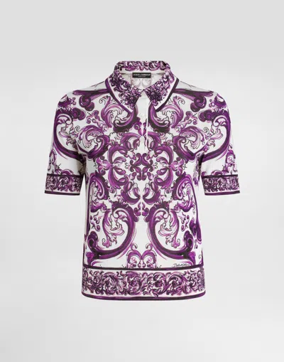 Dolce & Gabbana Majolica-print Silk Polo
