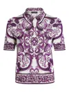 Dolce & Gabbana Silk Majolica Print Polo Shirt In Multi