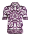 Dolce & Gabbana Silk Majolica Print Polo Shirt In Multi