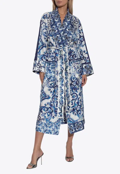 Dolce & Gabbana Majolica Print Silk Robe