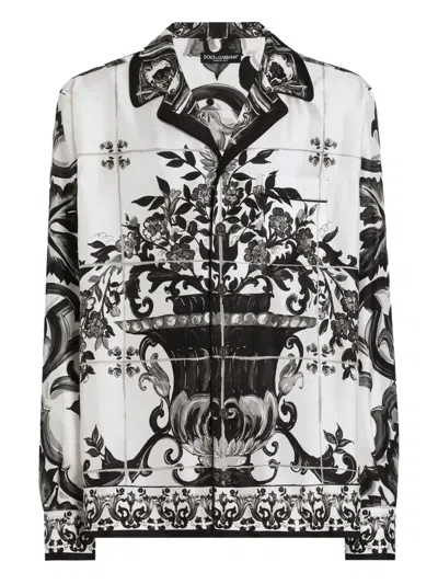 DOLCE & GABBANA MAJOLICA-PRINT SILK SHIRT