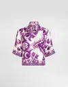Dolce & Gabbana Silk Shirt With Maiolica Print In Multi
