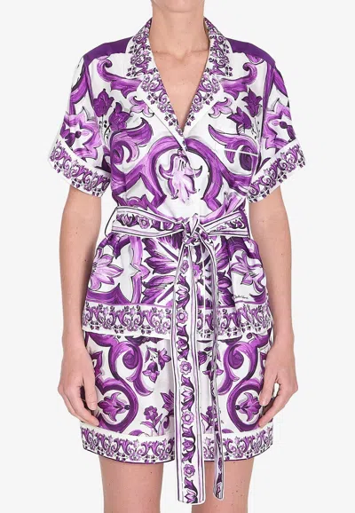 DOLCE & GABBANA MAJOLICA PRINT SILK SHIRT