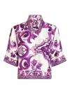 Dolce & Gabbana Silk Shirt With Maiolica Print In Multi
