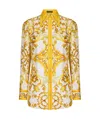 Dolce & Gabbana Majolica Print Long-sleeved Silk Shirt In Multicolor