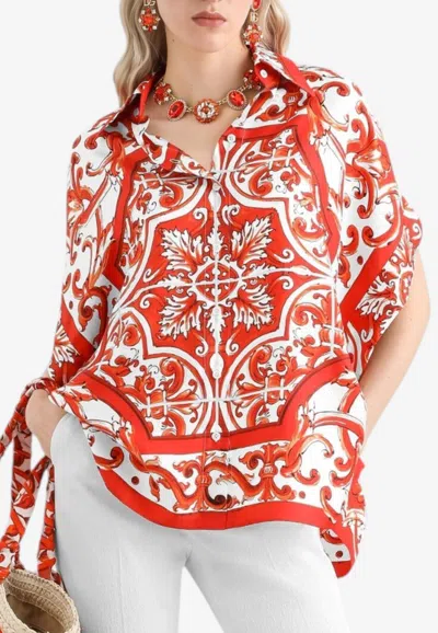 Dolce & Gabbana Majolica Print Silk Shirt In Animal Print