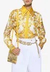 Dolce & Gabbana Majolica Print Silk Shirt In Yellow