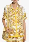 Dolce & Gabbana Majolica Short-sleeved Shirt In Yellow