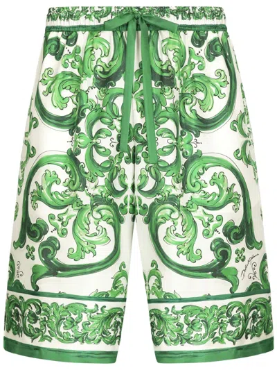 Dolce & Gabbana Logo Bermudas In Green