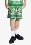 Dolce & Gabbana Maiolica Print Silk Bermuda In Green